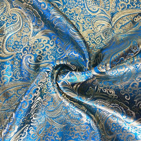 Gold black Metallic Paisley Brocade Fabric 54” Width 